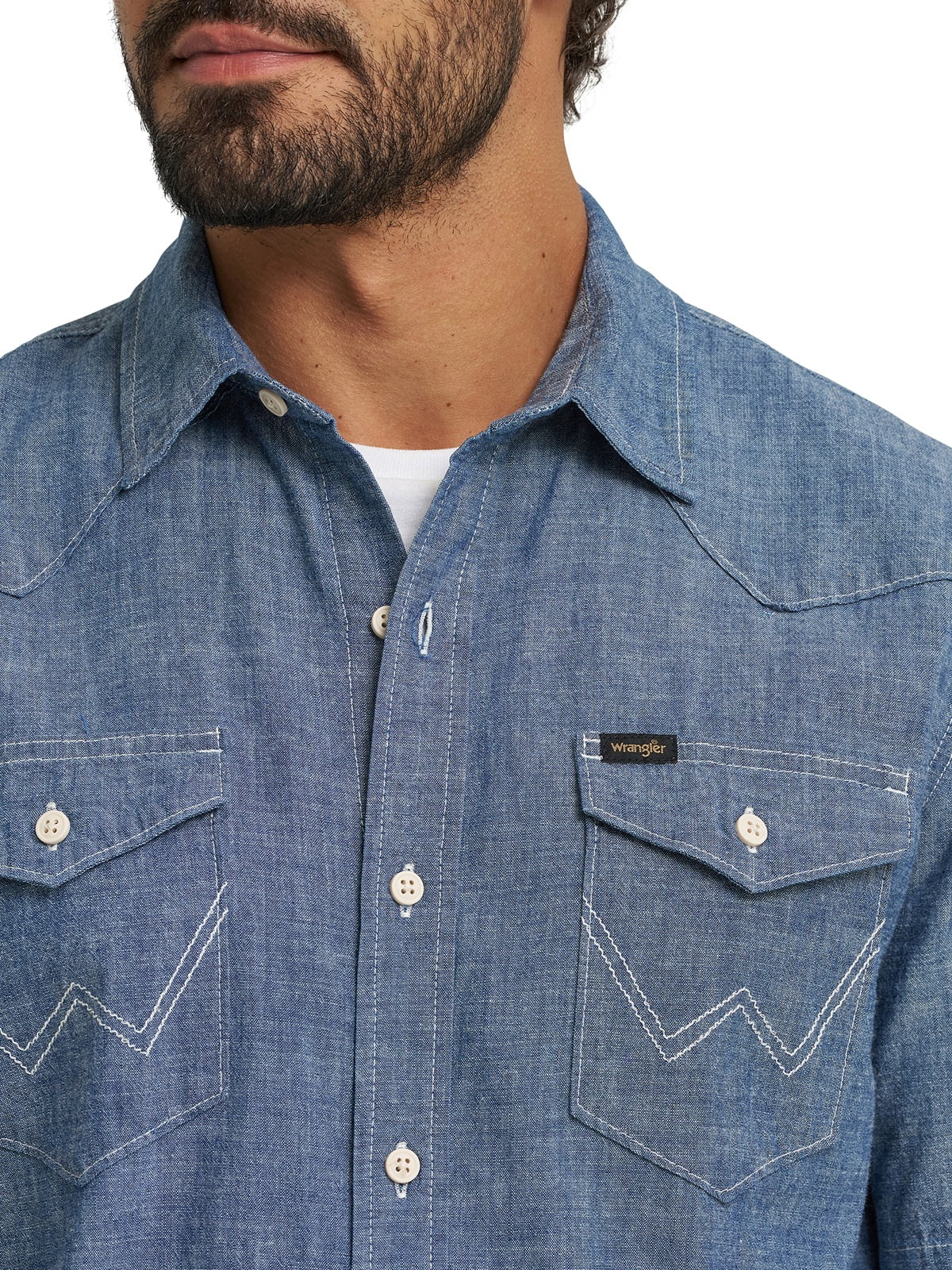 Wrangler® Men's Short Sleeve Denim Chambray Shirt