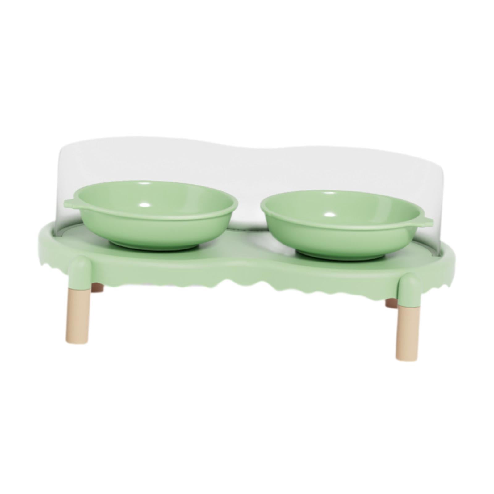 FashionCha Ceramic Elevated Cat Bowls Feeding Bowls Cat Dishes for Puppies Kittens Cats Green