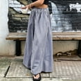 thumbnail image 4 of Cagogo Women's Striped Wide Leg Pants Elastic Waist Casual Loose Flowy Long Trousers for Summer Beach Travel Lounge Palazzo Style, Blue L, 4 of 9