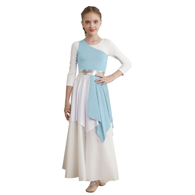 iiniim Robe de Danse Sans Manches pour Filles, Robe de Fête Bleu Clair 12