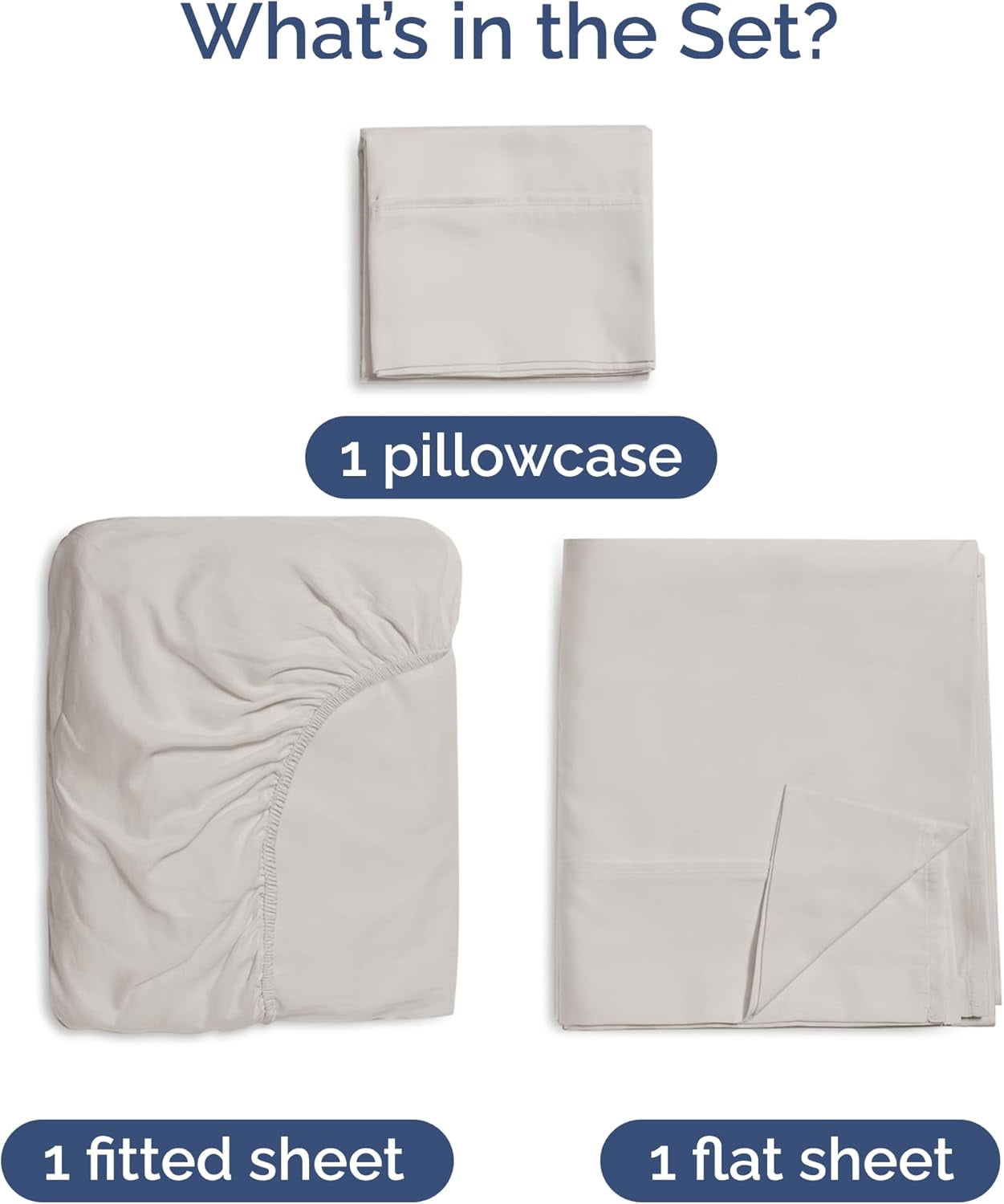 CGK Linens 3-Piece Luxury Bamboo Cooling Sheet Set - Twin Size 100% Bamboo Derived Rayon Premium Bed Sheets, Light Grey
