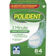 Polident 3 Minute Triple Mint Antibacterial Denture Cleanser Effervescent Tablets, 84 count Pack of 1