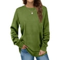 thumbnail image 2 of Scyoekwg Sweatshirts for Womens Casual Long Sleeve Crewneck Sweatshirts Solid Color Tops Lightweight Loose Fit Casual Trendy Ladies Tops Green XL, 2 of 7