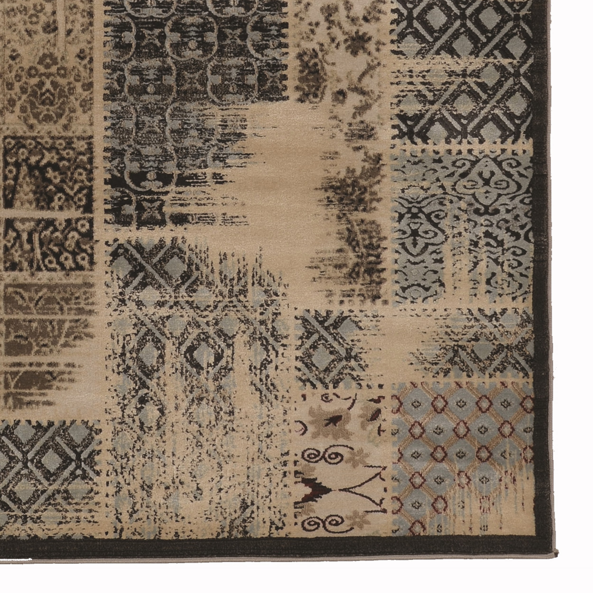 Jewel Patchwork Area Rug Beige 8x10 Powerloomed 100% Polypropylene Transitional