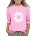thumbnail image 2 of jobturf Shirts for Girls Trendy Flower Graphic Tees Casual Lightweight Summer Blouses Comfy Loose 3/4 Sleeve Tops Size 3-12 Years, 2 of 5