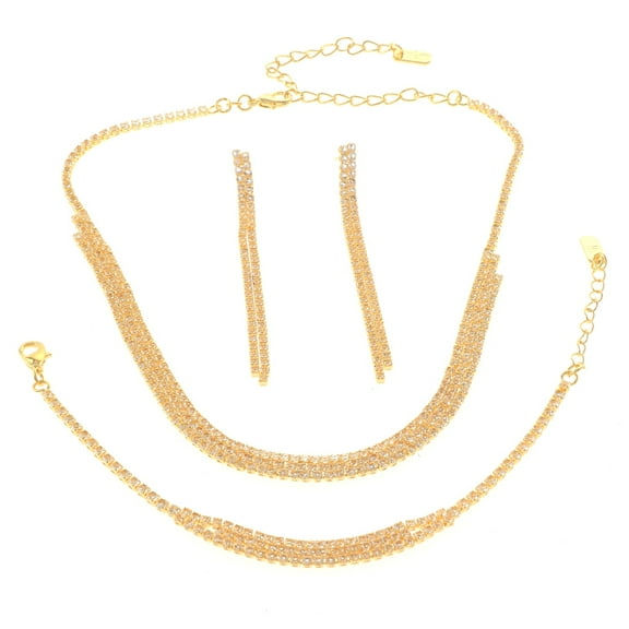 Rhinestone Necklace Bracelet Set