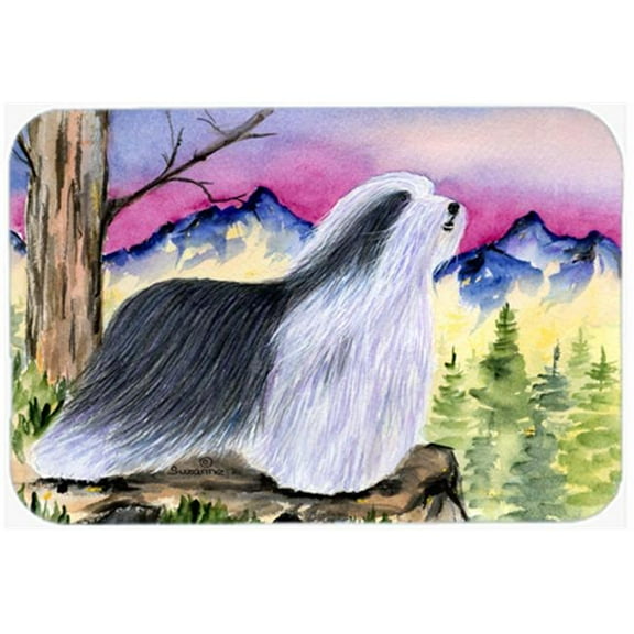 Caroline's Treasures Bearded Collie Glass Cutting Board Large