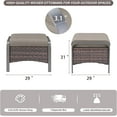 thumbnail image 3 of Outdoor Ottomans for Patio - 250 LBS Weight Capacity PE Wicker Foot Rest Ottoman Set of 2 with Metal Frame Multipurpose Outdoor Foot Stool for Porch Balcony Backyard Brown Wicker Grey Cushions, 3 of 8