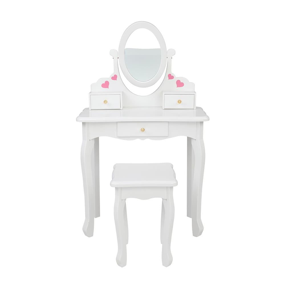 Ktaxon Kids Vanity Set with Mirror and 3 Drawers, Princess Vanity Table
