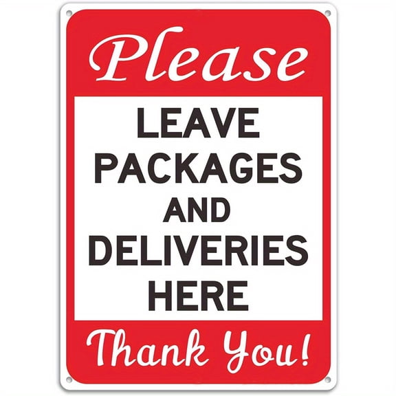 "Please Leave Packages Here" Metal Sign, Aluminum Delivery Instruction Plaque, 8x12 Inch Outdoor Notice Sign for Porch, Front Door, Gate, Home