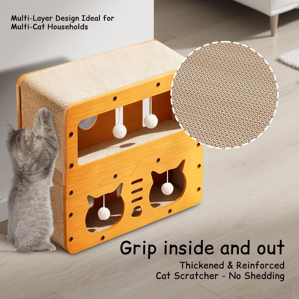Cat Scratching Board Corrugated Large Space Cat Rest Villa Cat House Cat Bed With Scratch Pads Corrugated Pet Toys