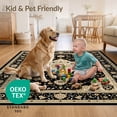 thumbnail image 4 of ODIKA 3'x5' Ultra-Soft Throw Mat, Boho Vintage Distressed Scroll Border Scrollwork Southwestern None Washable, Bare feet friendly, Easy Care Indoor rug for Bedside, Vanity, 4 of 7