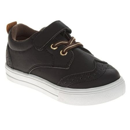 French Toast Boys' School Shoes Lace Up Casual Sneakers Back to School .(Toddler/Little Kids) - Black/Brown , Size: 6