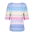 thumbnail image 5 of 3/4 Sleeve Shirts For Women Cool T Shirts Womens Graphic T Shirts Womens Gradient Color Shirts Work Tops Soft Graphic Tees Elbow Sleeve Tops Women Womens Printed T Shirts Fitted Tops For W, 5 of 6