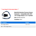 thumbnail image 2 of Manifold Absolute Pressure Sensor Connector - Compatible with 1987 - 1991 Dodge Dakota 2.5L 4-Cylinder 1988 1989 1990, 2 of 2