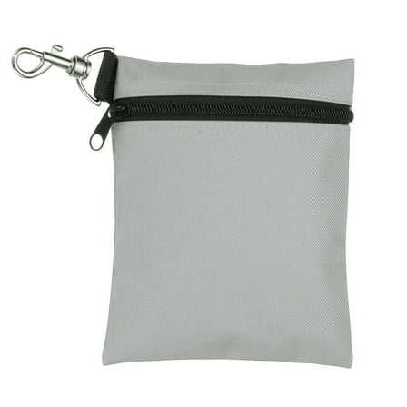 Uxcell Golf Tee Pouch 5.5" x 6.7" Professional Zipper Golf Tee Bag with Metal Lobster Claw Clip Gray