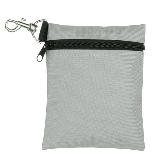 Uxcell Golf Tee Pouch 5.5" x 6.7" Professional Zipper Golf Tee Bag with Metal Lobster Claw Clip Gray