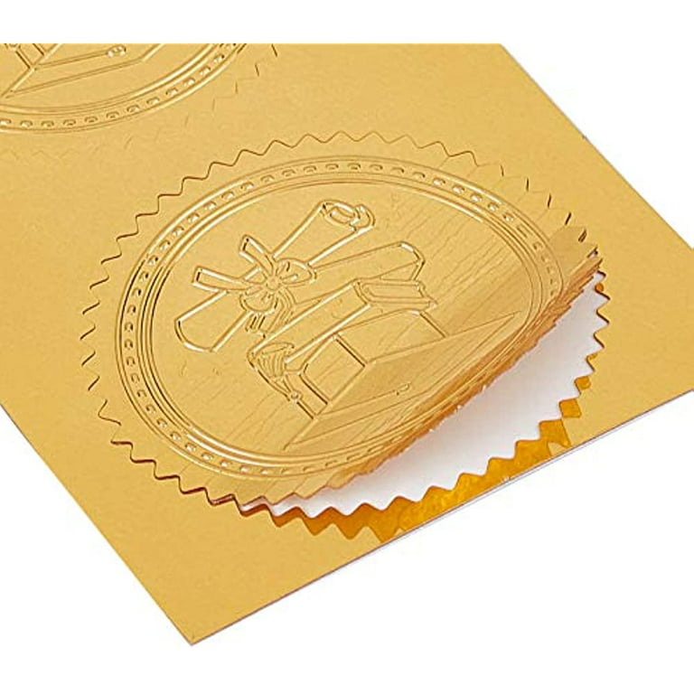 Gold Foil Serrated Self-Adhesive Labels 1.5inch Gold Embossing Seals  Stickers for Certificate 180Pcs 