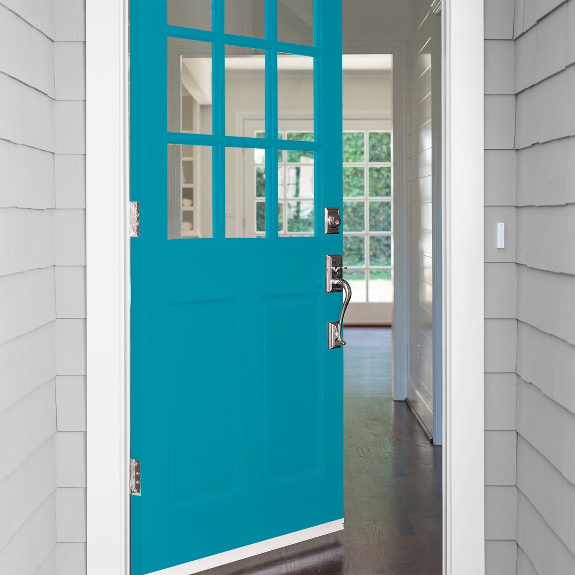 Glidden HEP Mediterranean Blue / Blue Satin Exterior Paint with Primer, 1 Quart