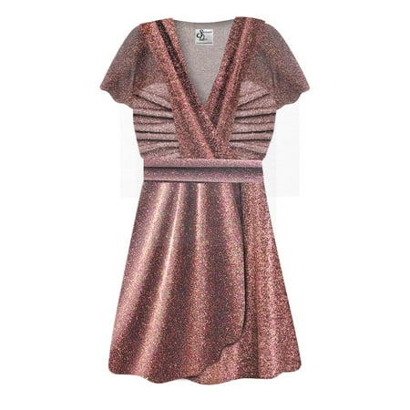 Medium Petite Womens Top Red Dawn Sparkling Effect Slinky Magic Babydoll Short Sleeve