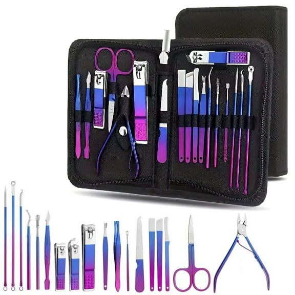 18 Piece Manicure Set, Stainless Steel Manicure Tools, Professional Grooming Set, Nail Care Tools with Travel Case