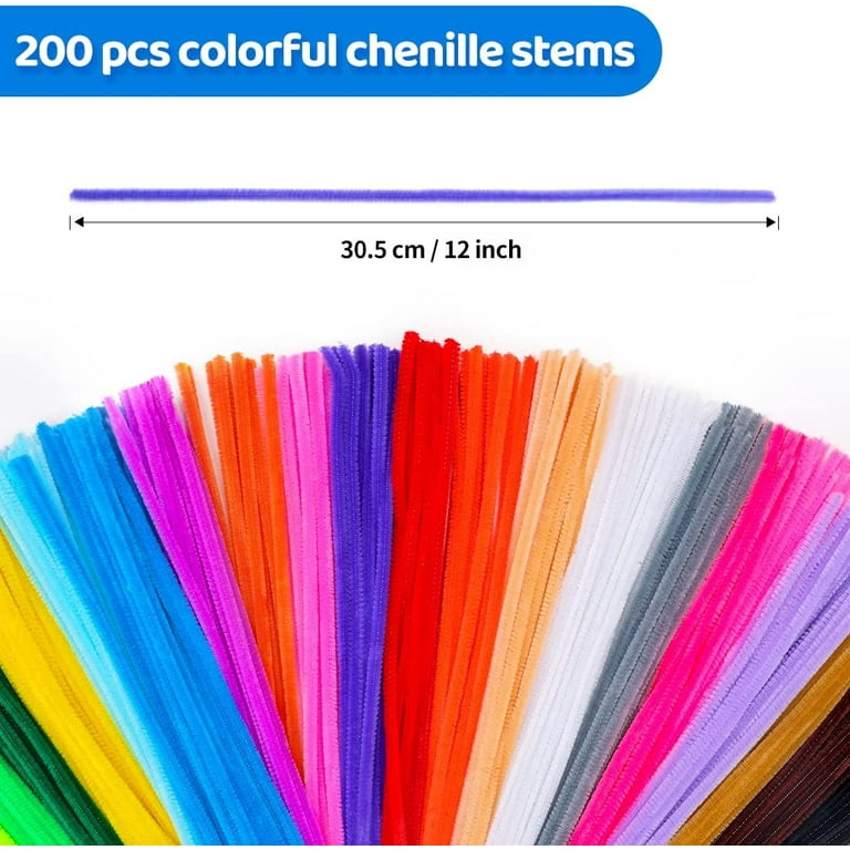 Iooleem 200pcs 20colors, Pipe Cleaners, Chenille Stems, Pipe Cleaners for Crafts, Pipe Cleaner Crafts, Art and Craft Supplies