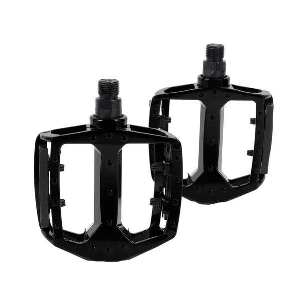 Pedal de bicicleta de aleación de aluminio universal con tiras reflectantes negras, adecuado para ejes de 14mm, pedal de bicicleta antideslizante para BMX MTB bicicletas de carretera 1 par