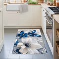 thumbnail image 3 of Entryway Rug 2'x3', White Blue Flowers Kitchen Runner Rugs Non-Slip Carpet Mats, Modern Elegance Butterfly Floral Bedside Rugs Runners Washable Floor Carpet for Bathroom Laundry Room, 3 of 8