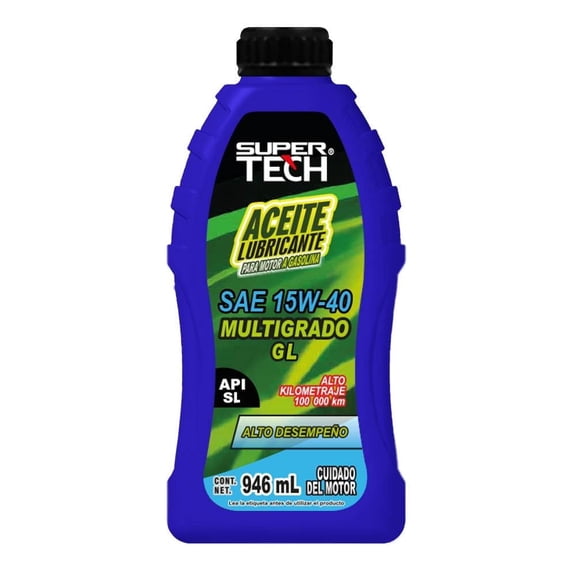 Aceite para Automovil Supertech Alto Kilometraje 15w40 de 946 ml