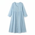 thumbnail image 4 of Ohufall Women Dresses Cotton Linen Button Crew Neck Long Sleeve Dress Pleated Loose Comfort Casual Maxi Dress, 4 of 4