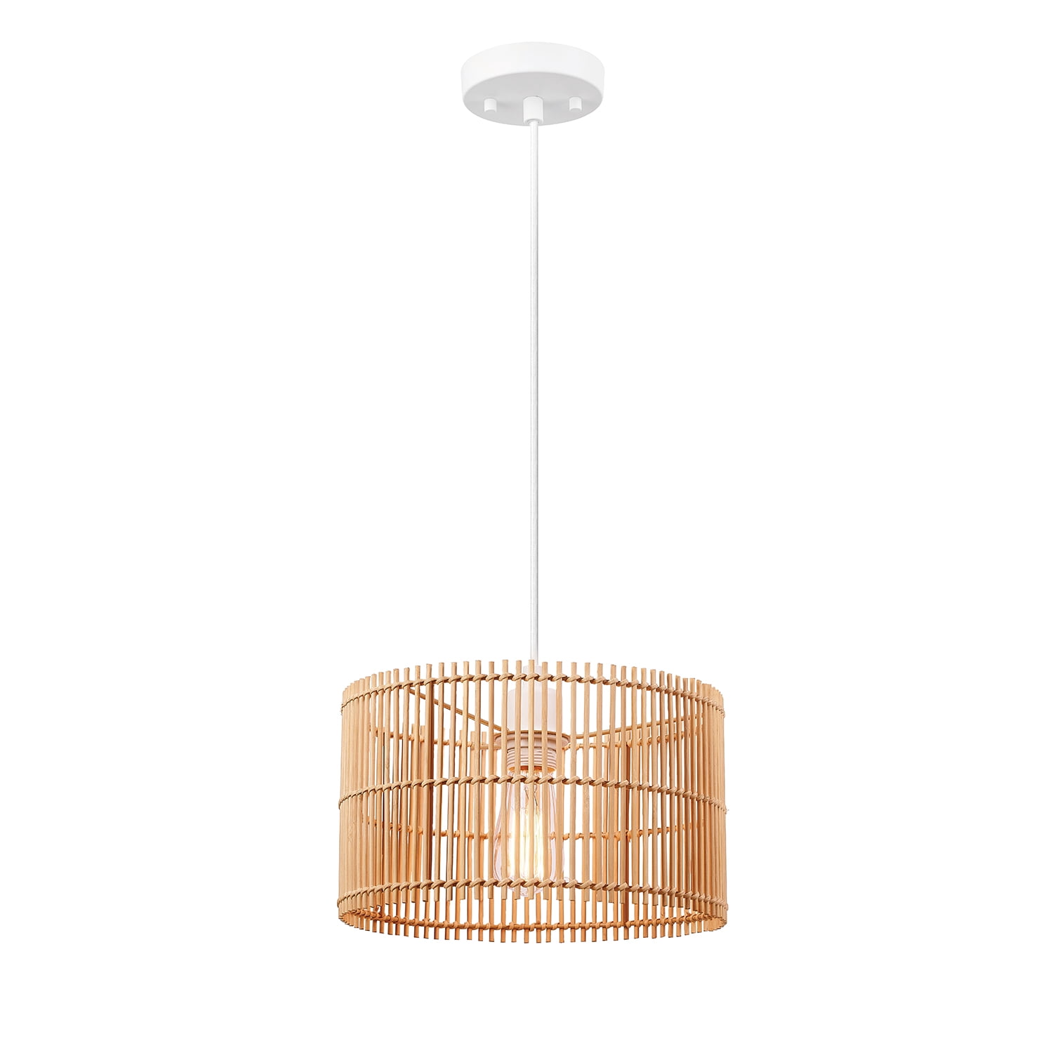 Globe Electric Tammi 1-Light Pendant Light Natural Bamboo Shade