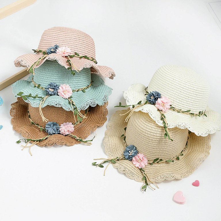 TYGHBN Toddler Girls Summer Hat Bag Set Wide Brim Sun Hats  display picture 1