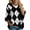 Black, variant on Plus Size Plaid Knit Hoodie for Women, Long Sleeve Argyle Pullover Sweatshirt Drawstring Tunic Sweater, Winter Warm Cozy Loose Fit Casual Top
