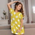 thumbnail image 3 of Disketp Yellow And White Polka Dot para Camisón Corto de Manga Corta para Mujeres, Camisón Cómodo con Escote Redondo, Bonito y Confortable, 3 of 6