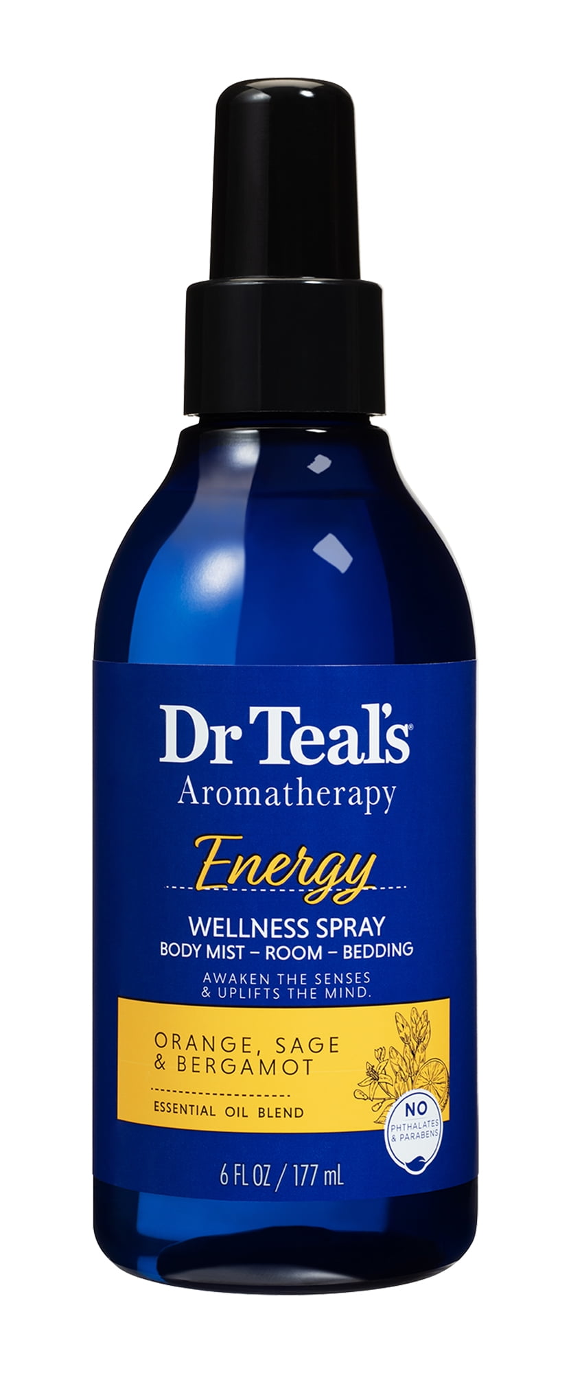 Dr Teal's Aromatherapy Energy Body & Room Spray with Orange, Sage and Bergamot, 6 fl oz