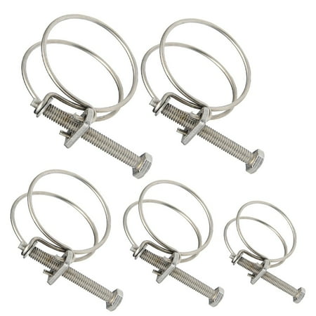 

Stainless Steel Double Wire Pond Hose Clip Corrugated Tubing Garden