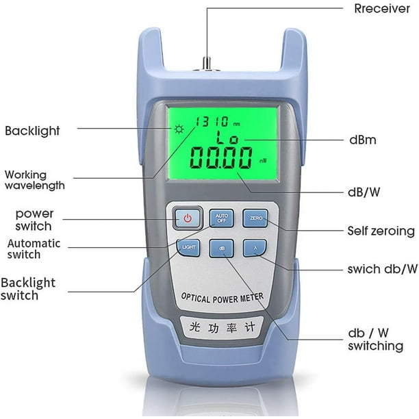 QUETO Photomètre à fibre optique Testeur de câble à fibre Testeur de fibre  -70 dBm à +10 dBm 