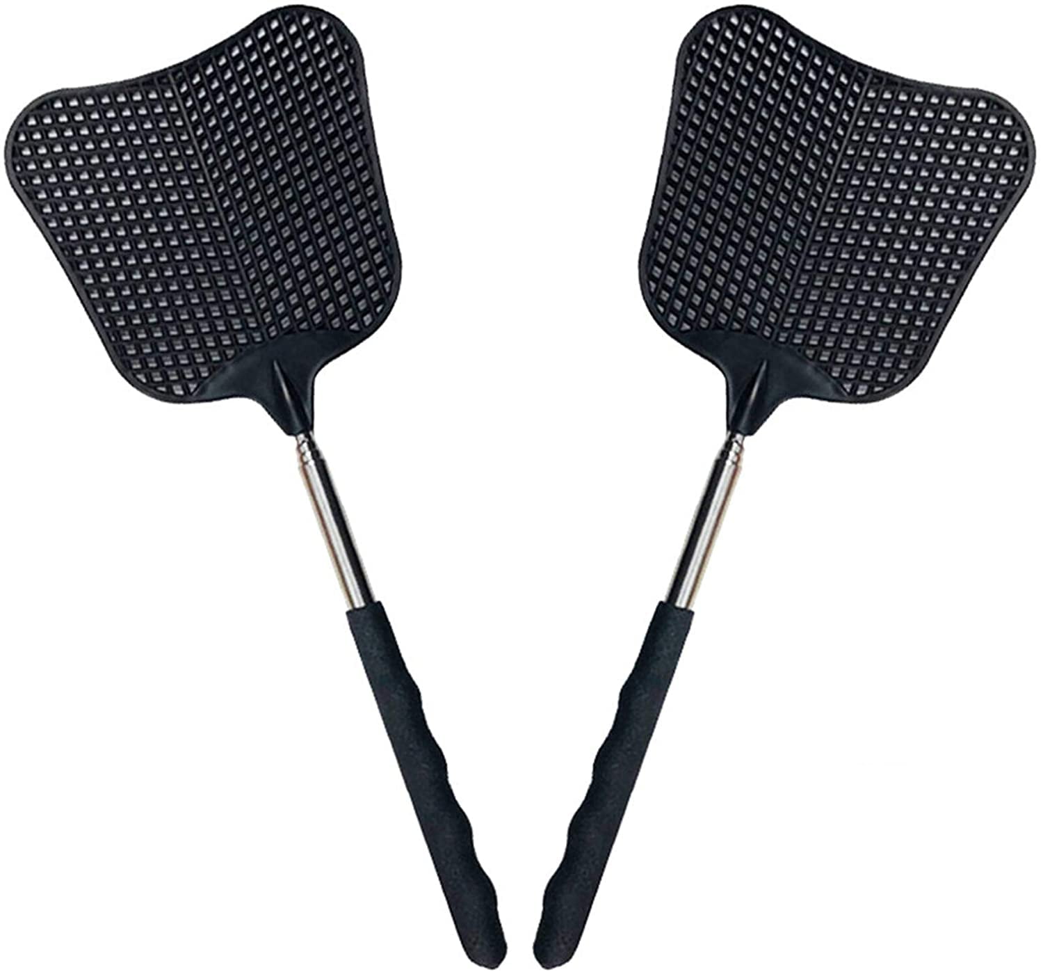 Telescopic Fly Swatters, Durable Plastic Fly Swatter Heavy Duty Set, Telescopic Flyswatter with Stainless Steel Handle for Indoor/Outdoor(2 Pack)
