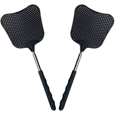 Telescopic Fly Swatters, Durable Plastic Fly Swatter Heavy Duty Set, Telescopic Flyswatter with Stainless Steel Handle for Indoor/Outdoor(2 Pack)