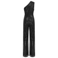 thumbnail image 4 of Xnihocha Combinaison Sans Manches pour Femmes une Épaule Robe de Soirée à Sequins Robe de Soirée Noire 3TG, 4 of 7