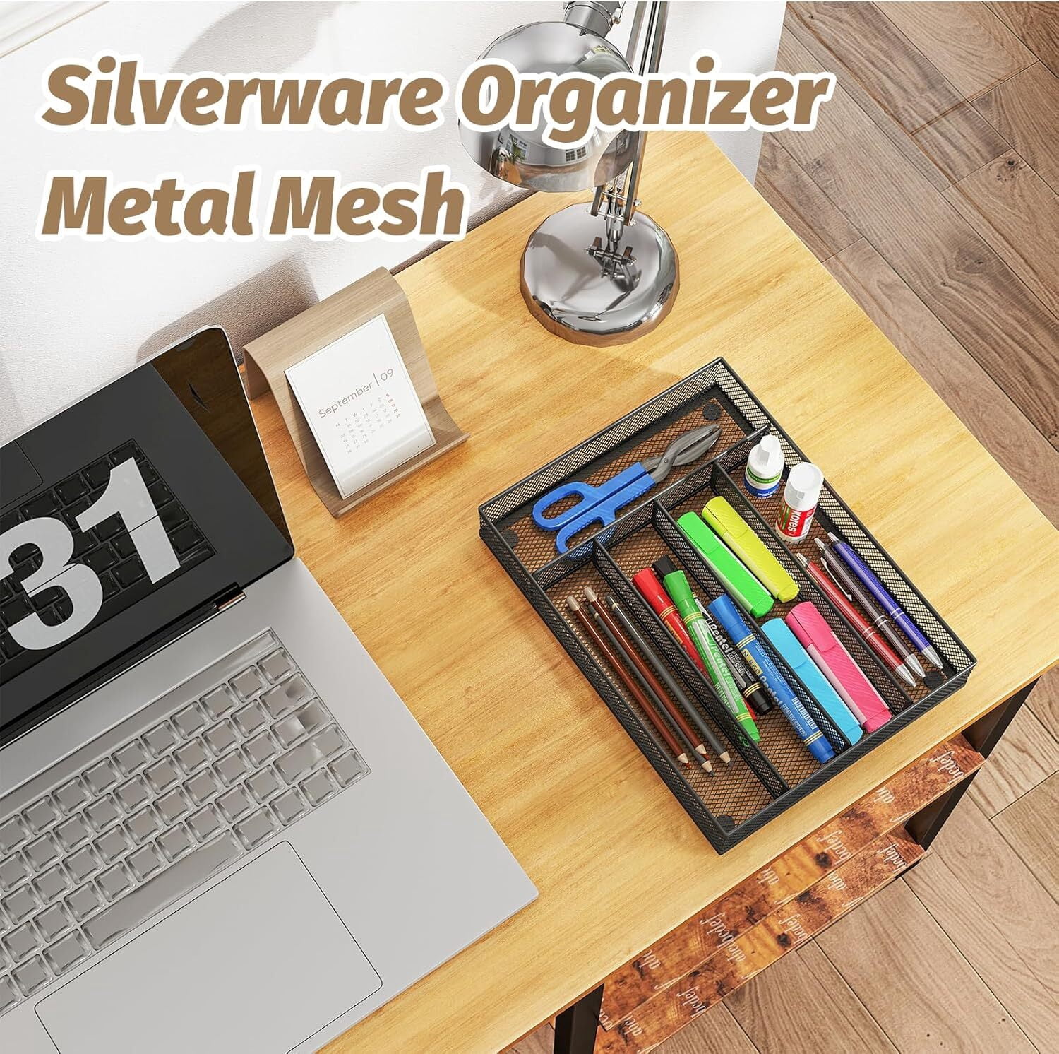 GoXteam Silverware Organizer, Kitchen Drawer Organizer Utensil Organizer Steel Silverware Holder Cutlery Organizer in Drawer Flatware Organizer Tray (5 slots, Black)