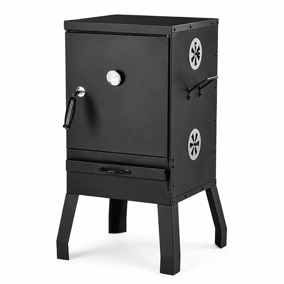 Alvantor 31.5 in Vertical Charcoal Smoker Grill, Outdoor BBQ Smoker with 3 Racks, Thermometer, 4 Air Vents, Black