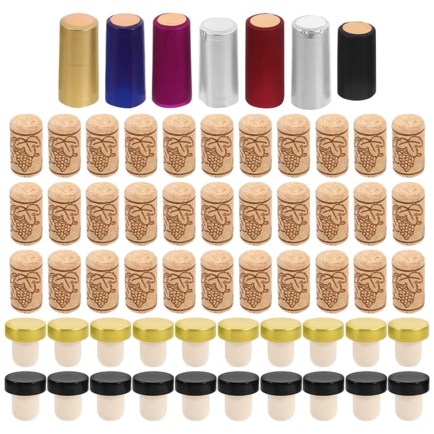 1 juego de tapones para cápsulas de botellas, surtido de tapones de corcho para botellas de vino, repuesto de corcho para botellas de vino.