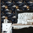 thumbnail image 6 of Boho Peel and Stick Wallpaper Detailed Engraving Celestial Scene Gold Silver Accents 23.6in x 9.8ft Self Adhesive Removable Wall Paper Renter Friendly Wall Covering for Bedroom Nursery Cabinet, 6 of 8