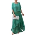 thumbnail image 2 of Joernso Women's Casual Two Piece Chiffon Set Plus Size Mother of Bride Dressy Suit Crew Neck Top Wide Leg Pant Flowy Wedding Guest Outfit, 2 of 7
