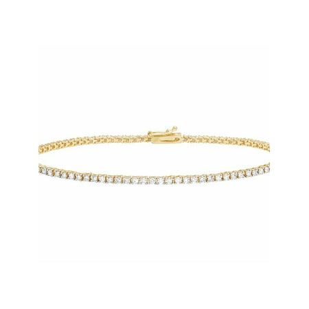 Jewelry Unlimited 10k Yellow Gold One Row Tennis Real Diamond 10k Yellow Gold One Row Tennis Real Diamond Bracelet 1 2 5 Ct 2mm