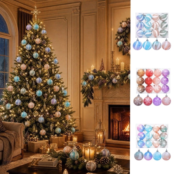 Qwtwty 12 Pcs Shatterproof Christmas Ball Ornaments Set, Shatterproof Xmas Tree Decorations Hanging Baubles Set for Indoor Outdoor Holiday Wedding Party Decor