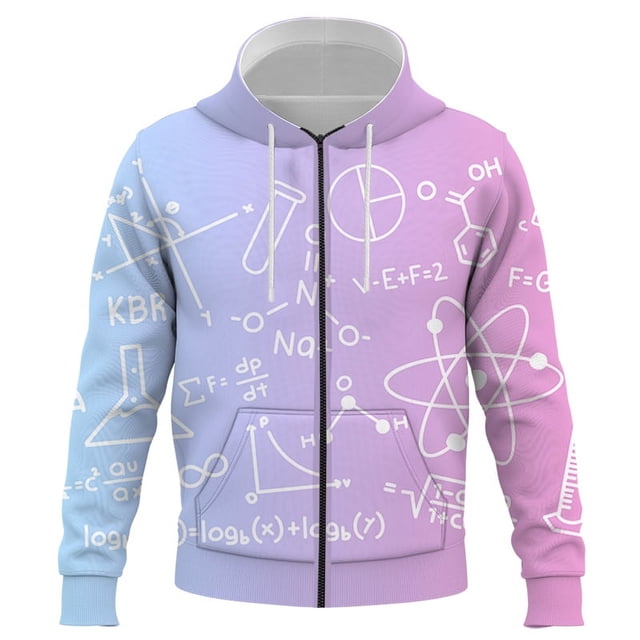 Sudadera con capucha y cremallera para hombre, con estampado 3D de fórmula química, estilo Harajuku, ropa de calle, primavera y otoño, talla 4XL