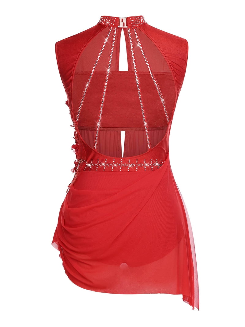 fitted lace wedding dress Red Mesh Overlay Spaghetti Straps Slit Mini Dress Red / 8