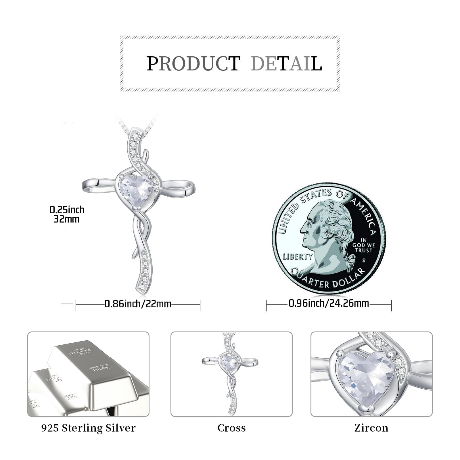 Coachuhhar Infinity Cross Necklace for Women 925 Sterling Silver Religious Cross Pendant Necklaces Faith Jewelry Christmas Gifts for Mom Wife Her Birthday